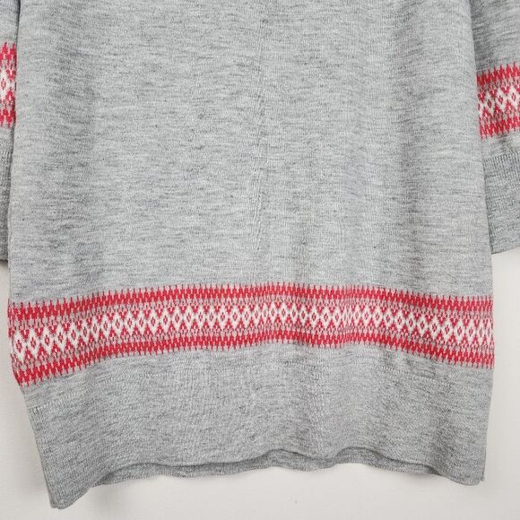 Rockin Around Ugly Sweater Christmas Dress Sweater Sheep Bell Gray Red Nordic XL - Picture 12 of 15